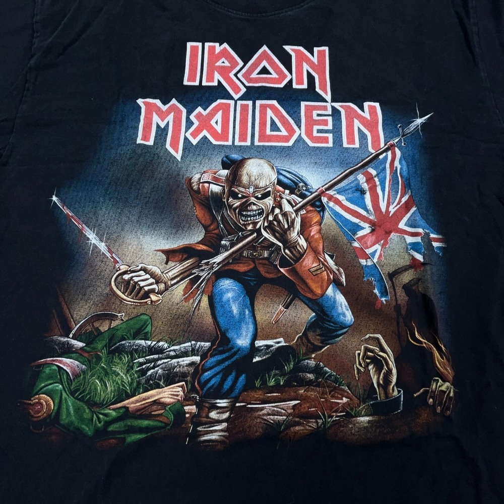 Vintage Iron Maiden Shirt Men XL Black Tee Single Stitch Band Concert Trooper - Picture 4 of 14